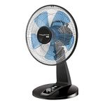 Rowenta VU2631 Extreme Turbo Silence 12-Inch Manual Table Fan, 4-Speed Settings including Turbo Boost Options, Black/White (Color may vary)