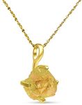 Natural raw citrine chain pendant necklace with yellow gold over 925 sterling silver, November birthstone dainty solitaire gift for her, uniquelan jewelry (citrine)