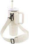 BILTRTE Water Bottle Carrier Bag Compatible with Stanley 40oz Tumbler with Handle, Water Bottle Holder with Adjustable Shoulder Strap for Hiking Travelling Camping (Cream, 40oz)