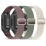 Bands Compatible with Fitbit Inspire 3, Stretchy Nylon 3 Pack Soft Loop Straps Replacement Wristband for Fitbit Inspire 3 Tracker Smart Watch for Women Men