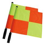 2PCS Soccer Referee Flag, JAYO Professional Linesman Flag for Official Soccer Events, Soccer Linesman Flag with PU Zipped Carrying Bag, Waterproof Referee Flag, Yellow and Orange Checkered Design