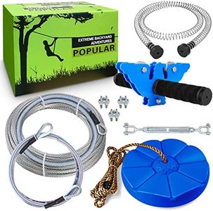 X XBEN Zip line Kits for Backyard 98FT, Zip Lines for Kid and Adult, Included Swing Seat, Ziplines Brake, and Steel Trolley, Outdoor Playground Equipment