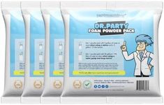 Foam Powder Pack of 4, Makes up to 480 Gallons of Foam Party Fun for Foam Machines by Dr. Party, comes with FOMO Replacement Sock