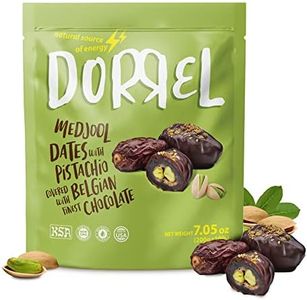 Dorrel Belgian Dark Chocolate Covered Medjool Dates Stuffed with Pistachios, Nutritious and Tasty Dark Chocolate Pistachio Nuts, High-Energy Snack, Non-GMO, Kosher, 1 Pack