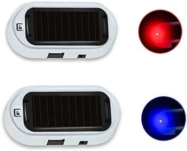 ANKIA 2PCS Solar Power Fake Car Alarm LED Light, Simulated Dummy Warning Anti-Theft LED Flashing Security Light, Car Alarm System Lamp with USB Port, Blue & Red Light (White)