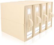 EXLIFBAG 4 Pack Sheet Organizers and Storage, Foldable Bed Sheet Organizer for Linen Closet, with Window XL (Queen & King Size) Organizing Bedding Container, Beige