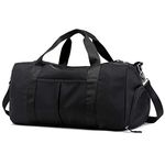 Forestfish Sports Gym Bag Travel Duffel Bag with Dry Wet Pocket & Shoes Compartment for Women and Men (Black)