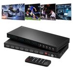 PORTTA 4x4 HDMI Matrix 4K 60Hz 4:4:4, 4 in 4 Out Switch Splitter, Audio Extractor, 16 EDID Modes with Remote Control Supports HDMI 2.0b, HDCP 2.2, HDR, YUV, ARC, 18Gbps, 3D, Downscaler 4K & 1080P