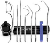 KOHEEL Toothpicks Pocket Set, Reusable Dental Floss Picks Kit, Stainless Steel Teeth Cleaning Tools, Tooth Picker, Oral Hygiene Kit with Holder (7 Count)