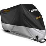 Favoto Motorbike Cover Outdoor Waterproof 104 inches Motorcycle Cover Heavy Duty 210D Oxford Fabric with Lock-Hole Night Reflectors Windproof Buckles Dust Sun Protection Black-Silver