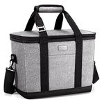 Vuudh Collapsible Cooler Bag - 36 Can Insulated Lunch Bag, Leakproof Cooler Portable Tote for Camping, Picnic, Grocery Shopping (Grey)