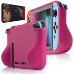 Orzly Comfort Grip Case for Nintendo Switch - Protective Back Cover for use on The Nintendo Switch Console in Handheld Gamepad Mode with Built in Comfort Padded Hand Grips - Pink