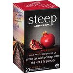 steep by Bigelow Organic Green Tea with Pomegranate Tea Bags, 20 Count Box (Pack of 6), Caffeinated Green Tea, 120 Tea Bags Total