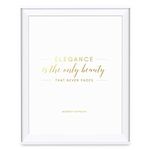 Andaz Press Women's Wall Art Collection, 8.5x11-inch, Metallic Gold Ink, Elegance is the only beauty that never fades. Audrey Hepburn, 1-Pack, Mother's Day Christmas Birthday Gift Print, Unframed