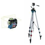 Bosch GLL3-330CG 200ft 360-Degree Green Beam Three-Plane Self-Leveling & Alignment-Line Laser & Professional BT 250 Aluminum Elevator Tripod with Adjustable Legs,Silver