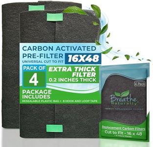 Breathe Naturally Universal Cut To Fit Carbon Activated Air Filter - Replacement Charcoal Filters - Pre Filter Carbon Sheet for Air Purifier, Vent Filters & More - Packed in USA (Pack of 4, 16x48)