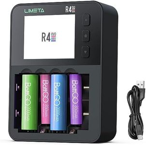 LIMETA 6 Slots Intelligent Battery Charger,LCD Display Fast Charging,Type C QC3.0 Output,Rechargeable Battery 18650 AA AAA Lithium Li-ion Household Life Battery