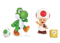 Super Mario Nintendo 4 Inch Action Figure 2-Pack: Yoshi & Toad with Accessories