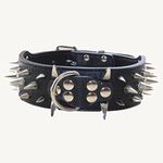 haoyueer Sharp Spiked Studded Dog Collar 2 Inch Width Stylish Leather Dog Collars for Medium & Large Dogs Pitbull,Labrador,Boxer Rottweiler German Shepherd … (L, Black)