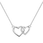 PATISORNA 925 Sterling Silver Heart Pendant Necklaces for Women,Double Heart Necklace Dainty Love Heart Pendant Necklace Anniversary Birthday Jewelry Christmas Valentines Day