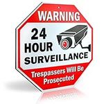 Signs Authority Reflective Warning 24 Hour Surveillance No Trespassing Metal Sign for Home Business Video Security CCTV Camera 12” by 12” Aluminum