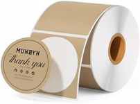 MUNBYN 2 Inch Brown Circle Thermal Sticker Labels, Self-Adhesive Round Direct Thermal Labels, Multi-Purpose Roll Sticker Labels for DIY Logo Design, QR Code, Name Tag, Brown 750 Labels/1 Roll