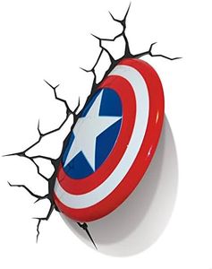 3D Light FX - Lampada da Parete Decorativa a LED, a Forma di Scudo di Capitan America della Marvel