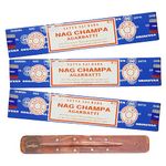 Satya Nag Champa Agarbatti Incense Sticks | x3 pack | with SAMASIA incense sticks holder | Used for Aromatherapy, Spa, Yoga, Weddings, Meditation, Healing, Positivity and Relaxation