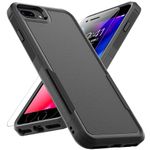 for iPhone 8 Plus/iPhone 7 Plus/iPhone 6 Plus Case: Dual Layer Protective Heavy Duty Cell Phone Case Shockproof Rugged Bumper Tough with Screen Protector - 16FT Military Grade Drop Tested, Black