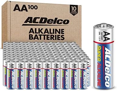 ACDelco 100-Count AA Batteries, Maximum Power Super Alkaline Battery, 10-Year Shelf Life, Reclosable Packaging