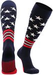 TCK USA American Flag Baseball Socks (Navy/Scarlet/White, Large)