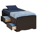 Prepac BBT-4106-K Tall Twin Captain's Platform Storage Bed With 6 Drawers, Black