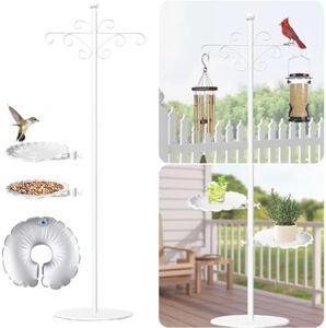 Vorriop 74.5" Shepherd's Hook Stand，Bird Feeder，Wind Chime, Waterproof Metal & Adjustable-Height Pole Holder for Lantern ，Hanging Plants Indoor & Outdoor（2 Placement Racks