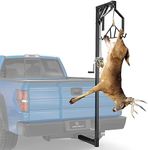 YITAMOTOR 2" Trailer Hitch Mounted Deer Hoist, Adjustable Deer Lift Truck Hitch Game Hunting Hoist with 360 Degree Winch Lift and Gambrel Set,500lbs,Black