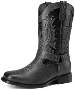 Bruno Marc Cowboy Boots for Men Square Toe Western Boots,All Black,7.5