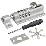 Spopal Combination Locking Bolt, [Weatherproof & Burglar Proof] 120mm Combi-Bolt 4 Digit Unique Combination Locking Bolt, Thicken Solid Zinc Alloy Door Latch Lock for Home, Gate, Shed, Garage (Silver)