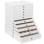 SONGMICS Jewelry box, jewelry box with 10 levels, large synthetic leather jewelry box, with drawers and watch cushion, JBC10W, white, 29 x 20.5 x 40.5 cm