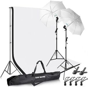 SLOW DOLPHIN Photography Photo Video Studio Background Stand Support Kit with Muslin Backdrop Kits (White Black),1050W 5500K Daylight Umbrella Lighting Kit