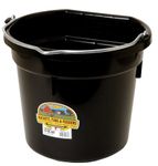 Little Giant® Flat Back Plastic Animal Feed Bucket | Animal Feed Bucket with Metal Handle | Horse Feed & Water Bucket | 20 Quarts | Black