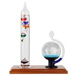 11 inch Galileo Thermometer with Glass Globe Barometer