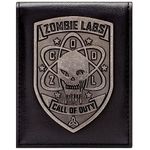 First Person Call of Duty Zombie Labs Iconic Metal Skull Emblem Wallet Bi-Fold ID & Card Holder, Black