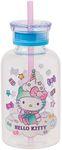 Silver Buffalo Sanrio Hello Kitty Glass Milk Bottle with Straw, 15 Ounces