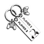 JEKUGOT 2 pieces Couples KeyRings Gifts Gifts for Boyfriend Gift Girlfriend Gift Gamer Couple Gift Romantic Anniversary Valentine's Day Gift Keychain with Silver Heart