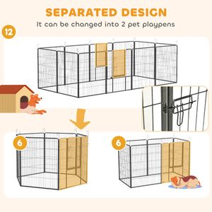 PawHut 12-Panel Dog Playpen, 60cm – Indoor/Outdoor Pet Fence