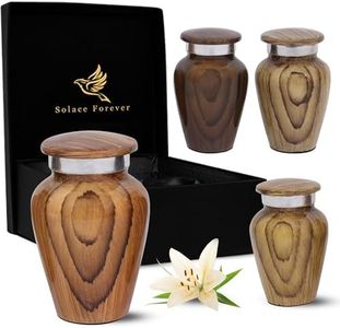 Wooden Print Keepsake Urns - Small Cremation Urns - Mini Urns for Human Ashes Set of 4 with Premium Box & Bags - Honor Your Loved One with Metallic Wooden Urns for Ashes - Small Urns for Men & Women