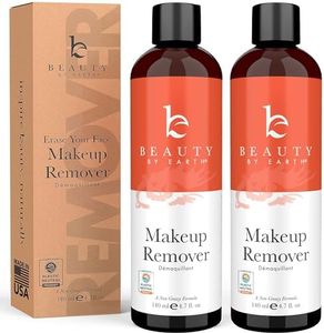 Makeup Remover - With Organic Aloe Vera & Witch Hazel, Use with Eye Makeup Remover Wipes or Cotton Pads, Gentle Non-Greasy Makeup Remover For Dry, Oily and Sensitive Skin Types (2 Pack)