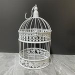 Round Birdcages Vintage Decorative Iron Bird cage Wedding Decor Flower cage Decor Props Hanging Flower Frame Bird cage decorCenterpieces Small Birds Wedding Party Indoor Ourdoor Decoration (White)