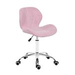 Modern Labm Wool Swivel Office Chair, Height Adjustable Padded Armless Desk Chair with Wheels for Home Office