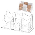 OLYCRAFT 6 Pockets 2 Tiers Acrylic Business Card Holder Vertical Business Card Holder Clear Desktop Business Card Display Stand Acrylic Name Card Holder for Office Home Desk