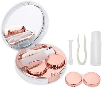 Sonew Caja De Lentes De Contacto, Estuche Portátil para Lentes De Remojo con Plástico + Patrón De Mármol, Contenedor para El Cuidado De Los Ojos(Red Color)